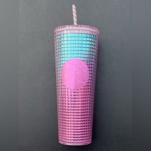 Starbucks Blue/ Pink Ombre 24oz Gridded Tumbler